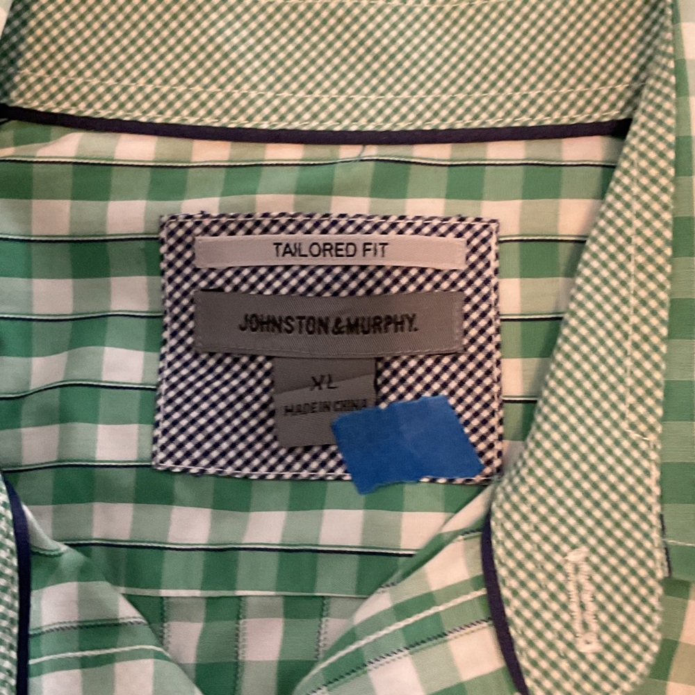 Johnston & Murphy Checkered Green Shirt